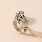 Lion Alloy Open Ring Dark Silver - One Size