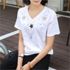 V-neck Embellished T-shirt