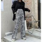 Zebra Print Wide-leg Pants As Figure - One Size