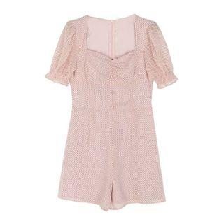 Short-sleeve Dotted Romper