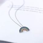 Rhinestone Rainbow Necklace Silver - One Size