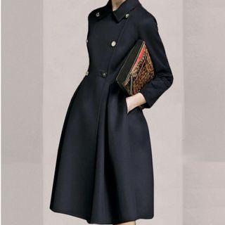 Double-breasted Midi A-line Trench Coat
