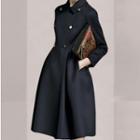 Double-breasted Midi A-line Trench Coat