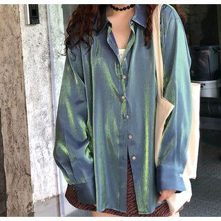 Glitter Long-sleeve Shirt As Shown In Figure - One Size