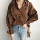 Balloon-sleeve Cotton Shirt
