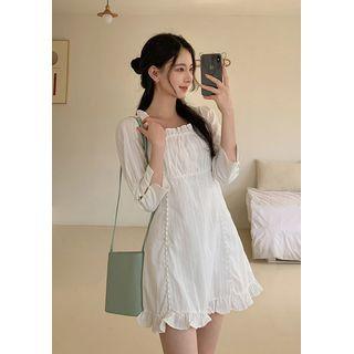 Frilled Mini Empire Dress White - One Size