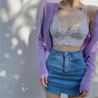 Lace Camisole Top / Mini Pencil Skirt / Cropped Cardigan
