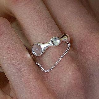Chained Ring J3013 - Silver - One Size