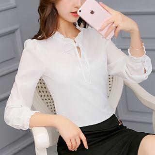 Ribbon-neckline Blouse