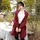 Notch Lapel Buttoned Coat With Sash