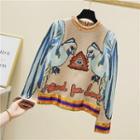 Parrot Jacquard Sequined Zip Back Sweater