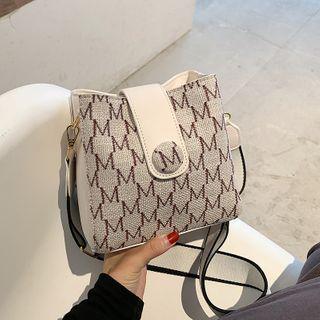 Lettering Embroidered Crossbody Bucket Bag