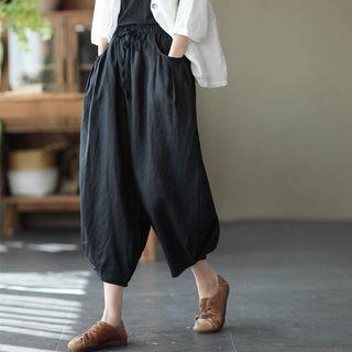 High Waist Linen Harem Pants