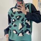 Shirt / Leopard Print Knit Vest