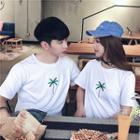 Couple Matching Short-sleeve Tree Embroidery T-shirt