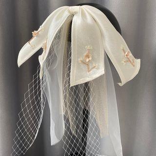 Bow Flower Wedding Veil White - One Size