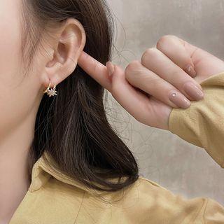 Rhinestone Star Layered Earring Double Layer C Shape Champagne - One Size