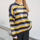 Round-neck Long-sleeve Color-block Sweater