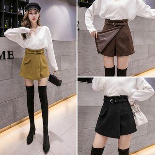 High-waist Woolen A-line Skort