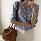 Short-sleeve Plaid Jacket As Shown In Figure - One Size