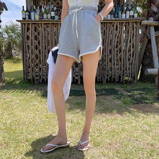 Drawstring Waffle Ringer Shorts