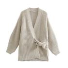 Tie-side Cardigan Beige - One Size