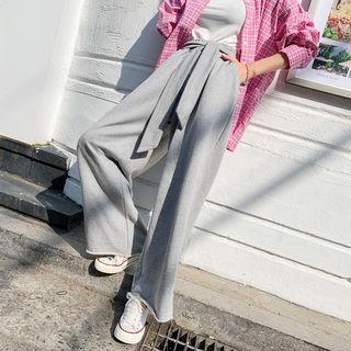 Tie-waist Wide-leg Sweatpants
