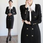 Long-sleeve Collared Double Breasted Dress