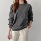 Letter Embroidered Napped Pullover