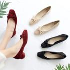 Bow-accent Fabric Low Heel Pumps