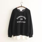 Mock Two Piece Lettering Ripped Pullover