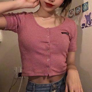 Striped Buttoned T-shirt