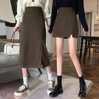 Plain High-waist A-line Mini Skirt / Midi Skirt (various Designs)