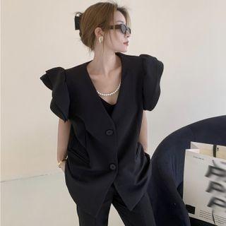 Chain-accent Ruffled-cuff Dress Vest