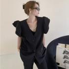 Chain-accent Ruffled-cuff Dress Vest