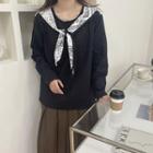 Long-sleeve Tie-front Paisley Print Top