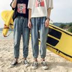 Couple Matching Letter Embroidered Harem Jeans