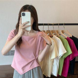 Square-neck Asymmetrical Cropped Top