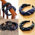 Knotted Stripe Hair Band Navy Blue - One Size