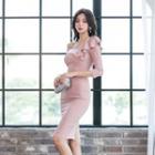 One-shoulder 3/4-sleeve Sheath Dress