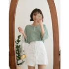 Asymmetric-hem Cotton Miniskirt
