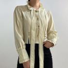 Long-sleeve Ruffle Trim Crop Blouse