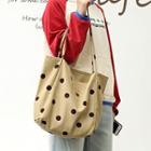 Dotted Letter Embroidered Tote Bag