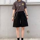 Chain Strap Side-pocket High-waist Shorts
