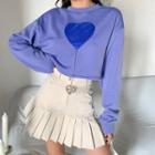 Long Sleeve Heart Cropped Top