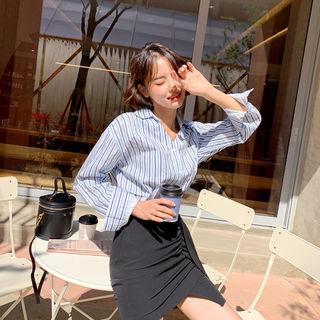 Set: Striped Shirt + Draped Miniskirt