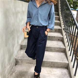Set: Plain Shirt + Straight Cut Pants