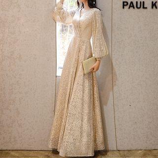 V-neck Sequin A-line Evening Gown (various Designs)