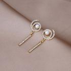 Rhinestone Faux Pearl Dangle Earring 1 Pair - E3262 - Gold - One Size