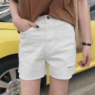 Slit-trim Fray-hem Shorts